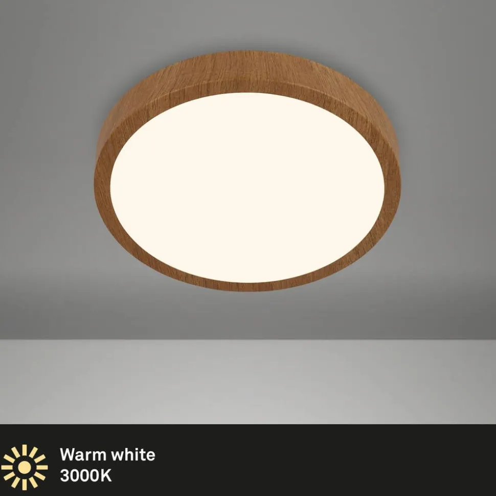 Briloner Runa LED-plafondi Ø 28 cm puu