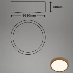 Briloner Runa LED-plafondi Ø 38 cm puu
