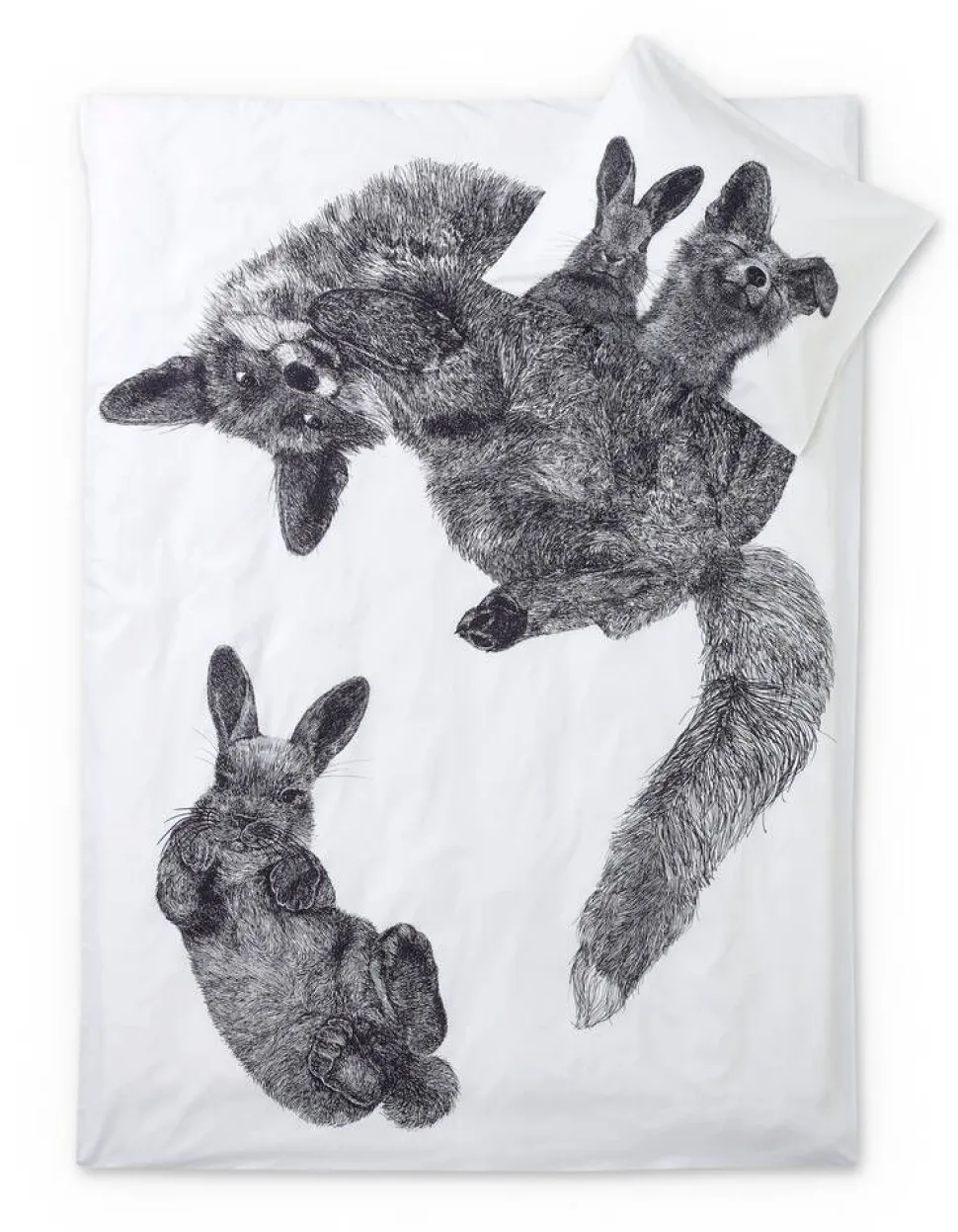 Finlayson pussilakanasetti Villipedot 150x210 cm musta/valkoinen