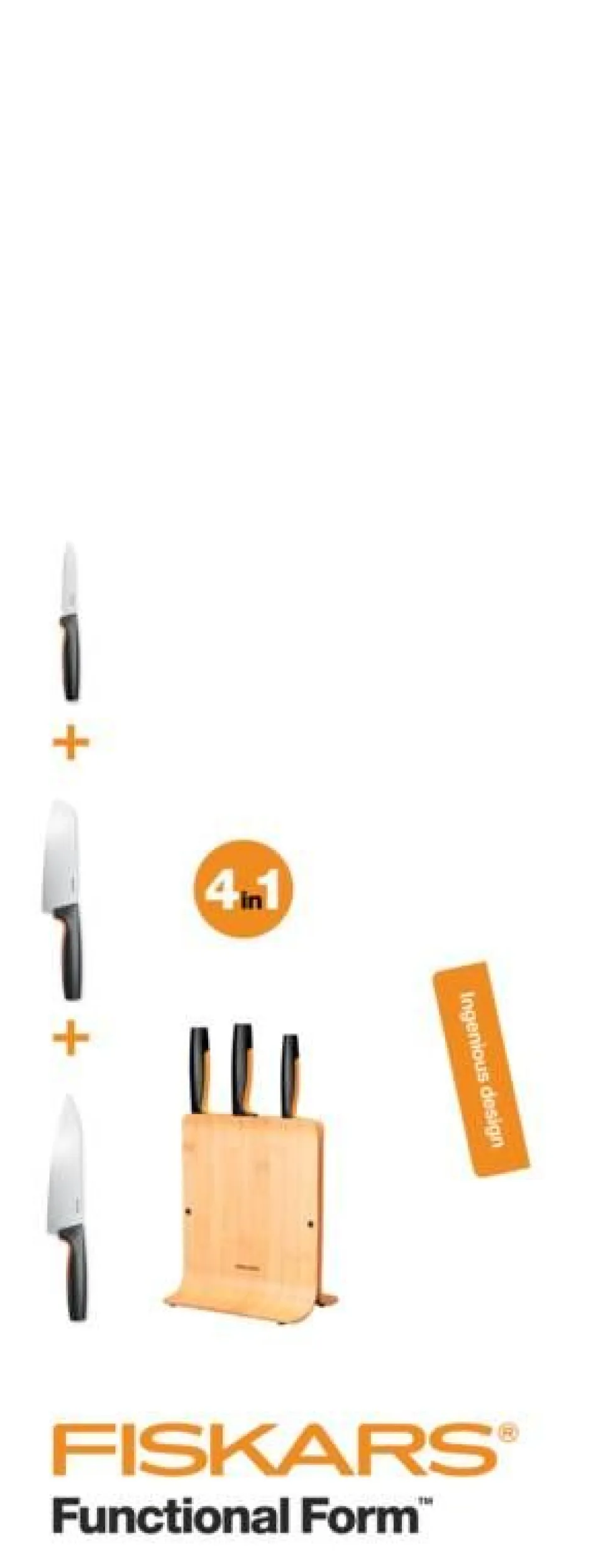 Fiskars Functional Form veitsitukki bambu (sis. 3 veistä)