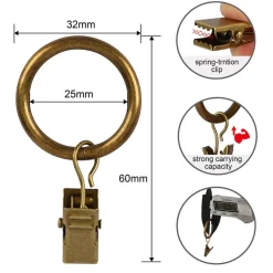 Ihanin verhorenkaat nipistimellä 25/32 mm antiikkimessinki