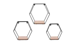 Mirrors and More seinähylly Chiara musta/puu 3-pack