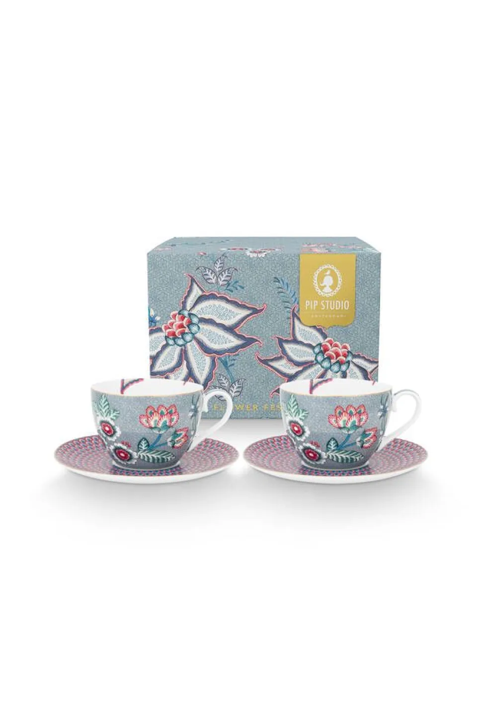 Pip Studio kuppi & aluslautanen Flower Festival 280 ml 2 kpl