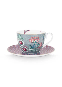 Pip Studio kuppi & aluslautanen Flower Festival 280 ml Light