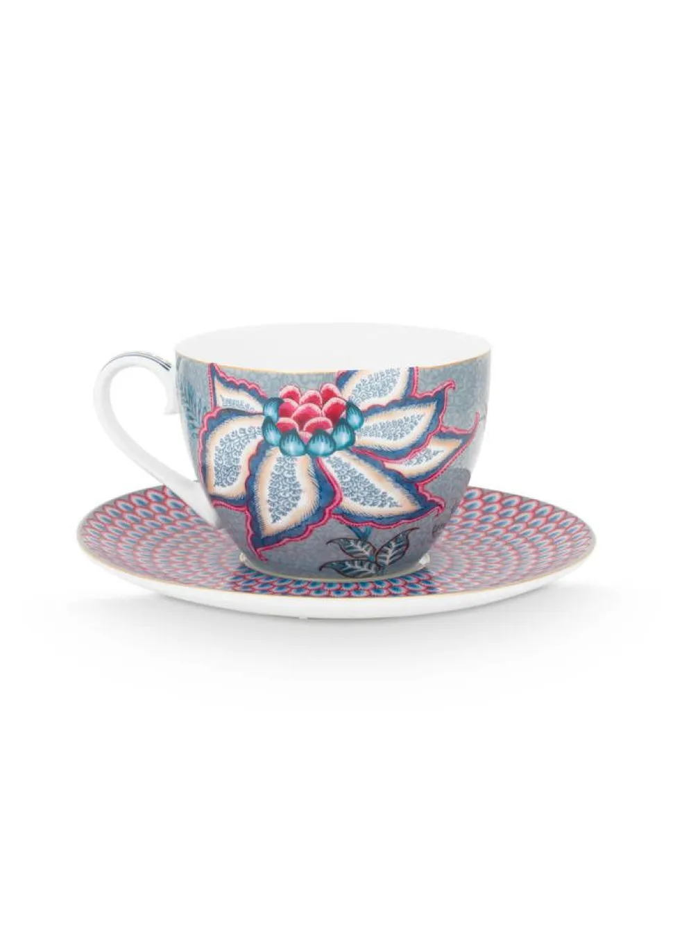 Pip Studio kuppi & aluslautanen Flower Festival 280 ml Light