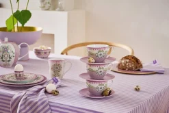 Pip Studio kuppi ja alunen Lily&Lotus Tiles 280 ml Lilac