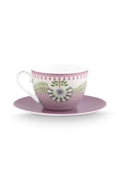 Pip Studio kuppi ja alunen Lily&Lotus Tiles 280 ml Lilac