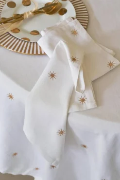 Pip Studio lautasliina Embroidery Stars Gold 40x40 cm 2kpl