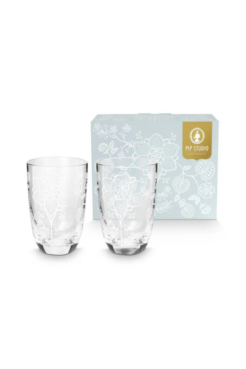 Pip Studio longdrinklasi Flower White 400 ml 2 kpl