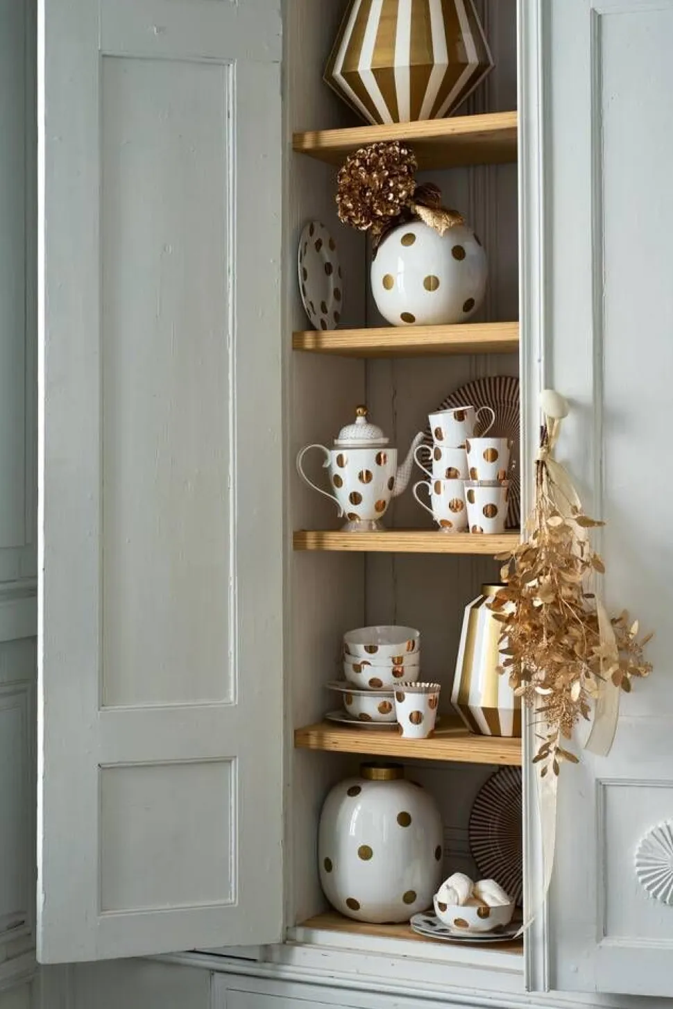 Pip Studio maljakko Metal Dots 32 cm White-Gold