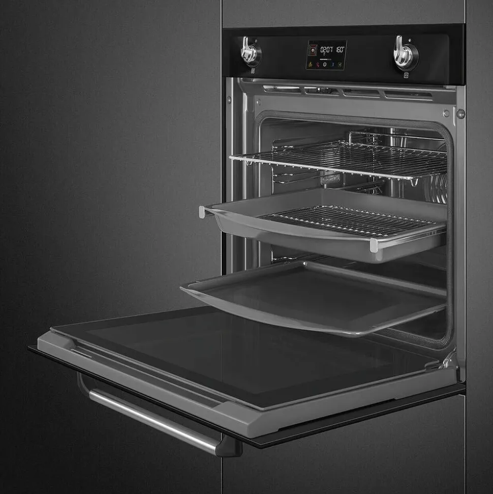 Smeg SOP6902S2PN 60cm yhdistelmähöyryuuni Viktoria, musta