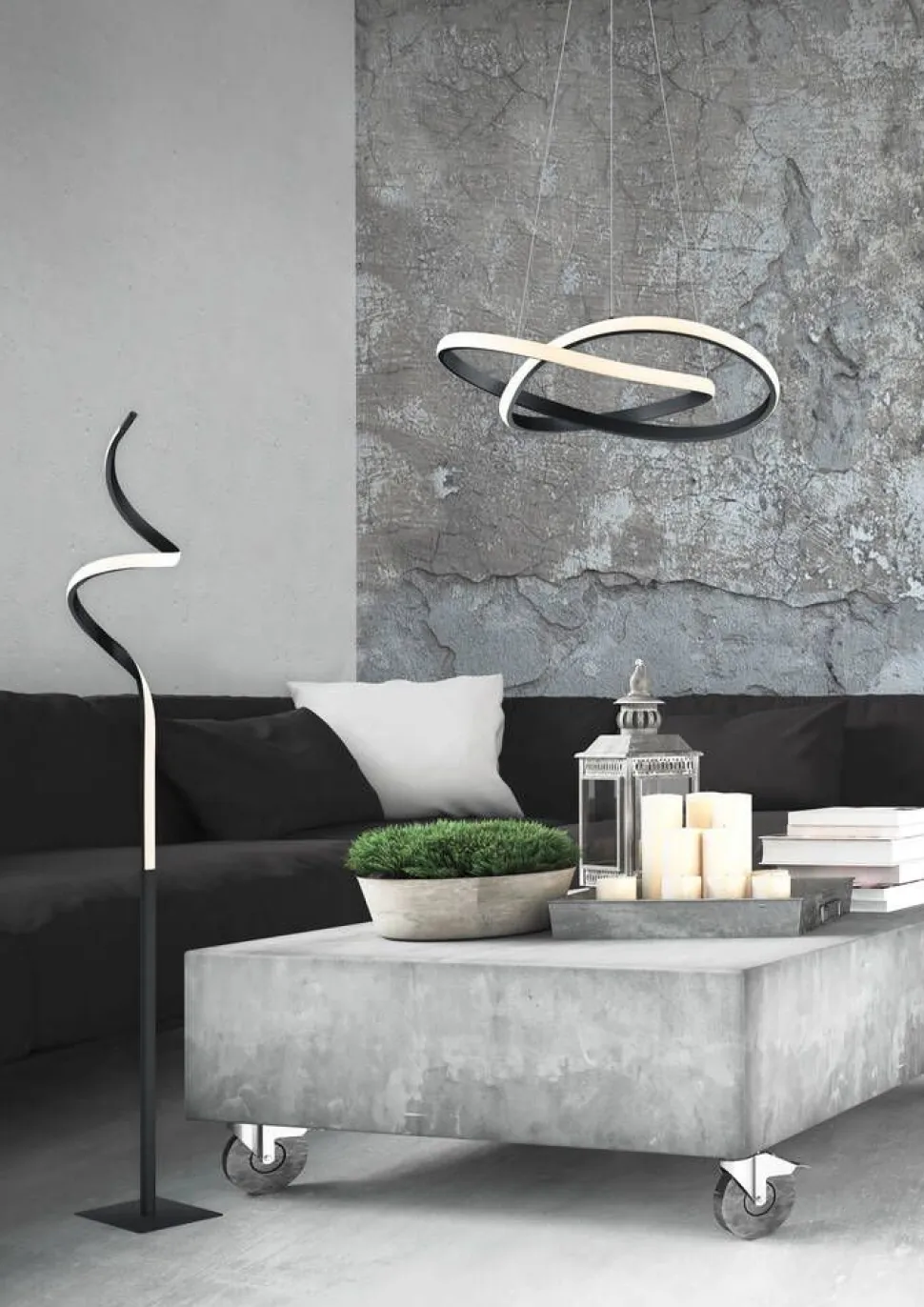 Trio Lighting riippuvalaisin Course mattamusta