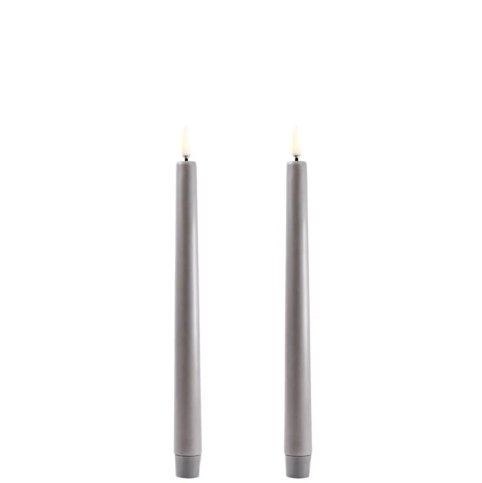 Uyuni LED kynttilä 2,3x25 cm harmaa smooth 2 kpl